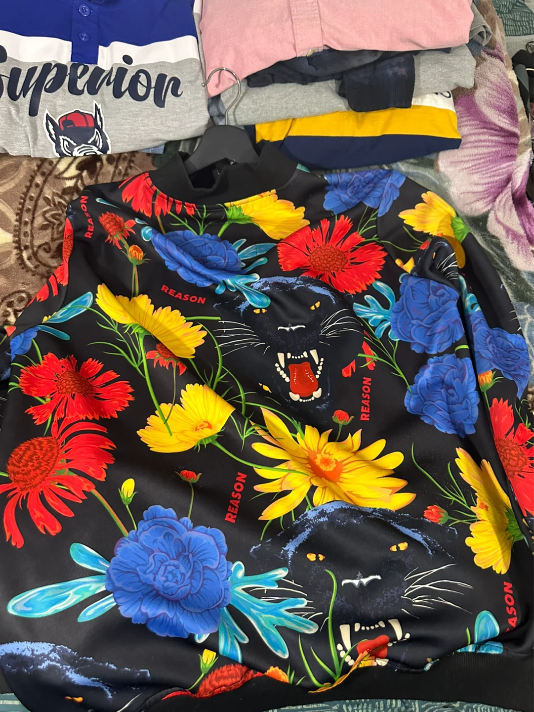 REASON Black Panther Floral Bomber Jacket - photo 3