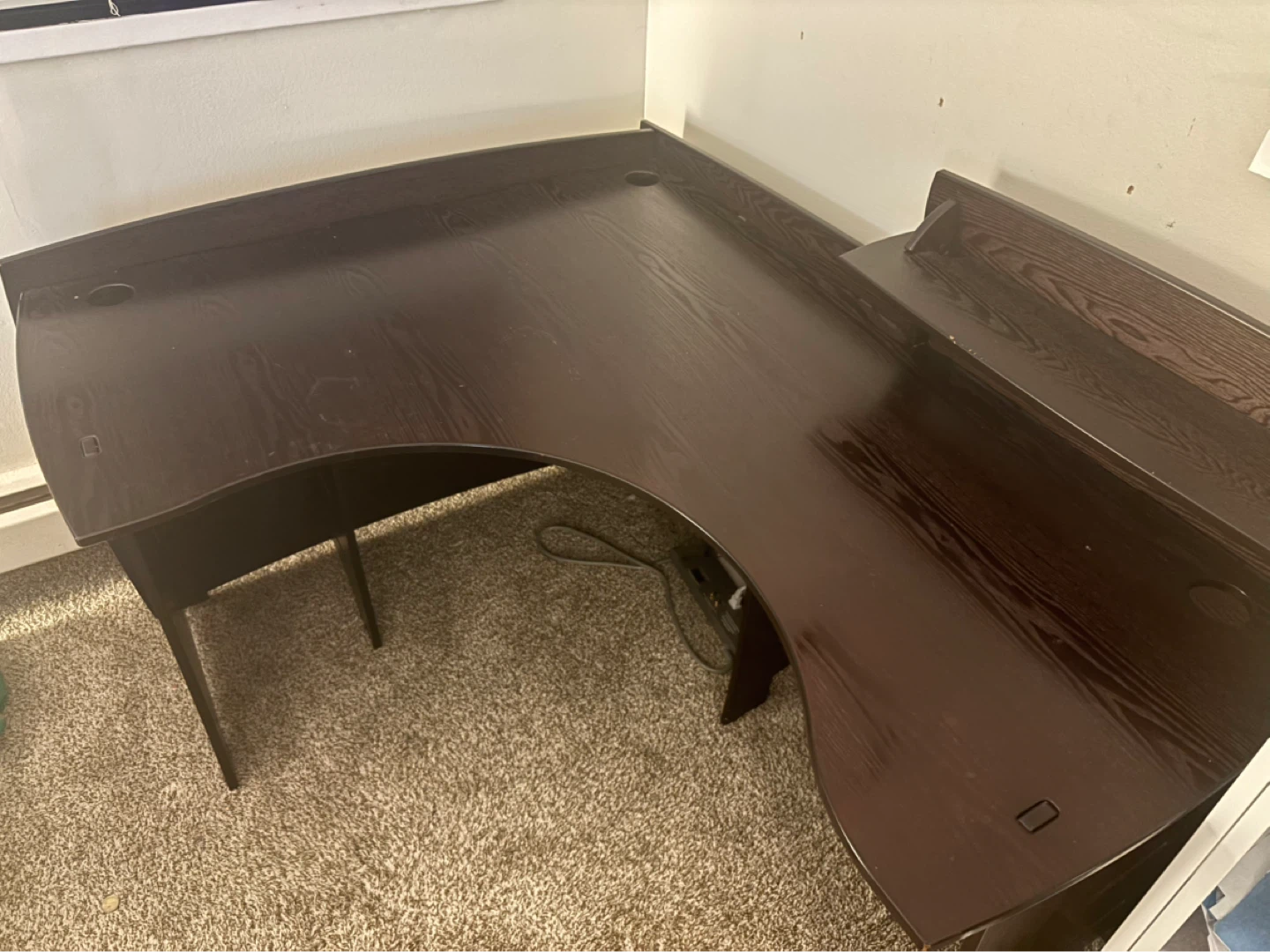 Dark Wood L-Shaped Desk