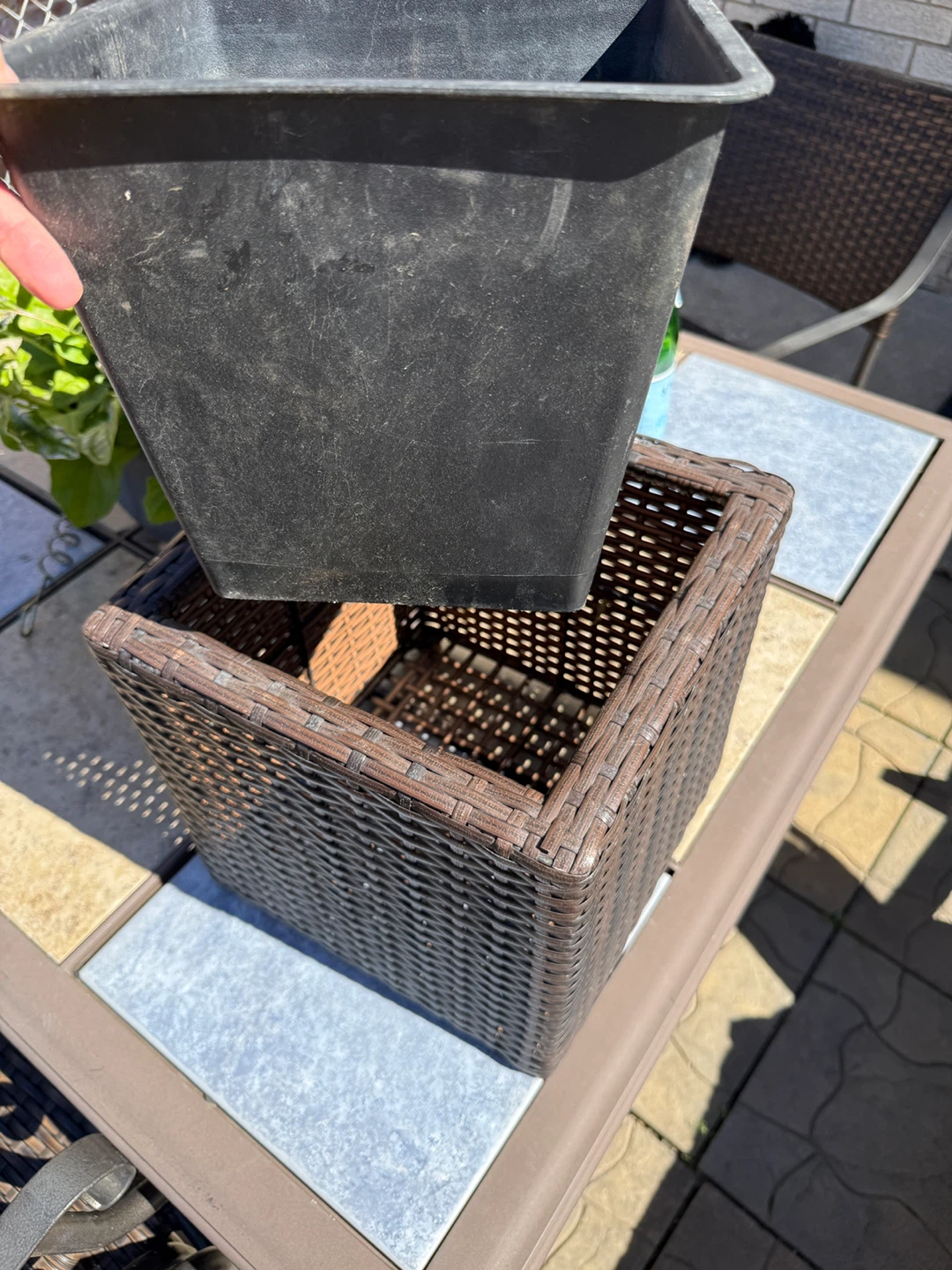 Brown Woven Square Planter 11” tall / wide - photo 4