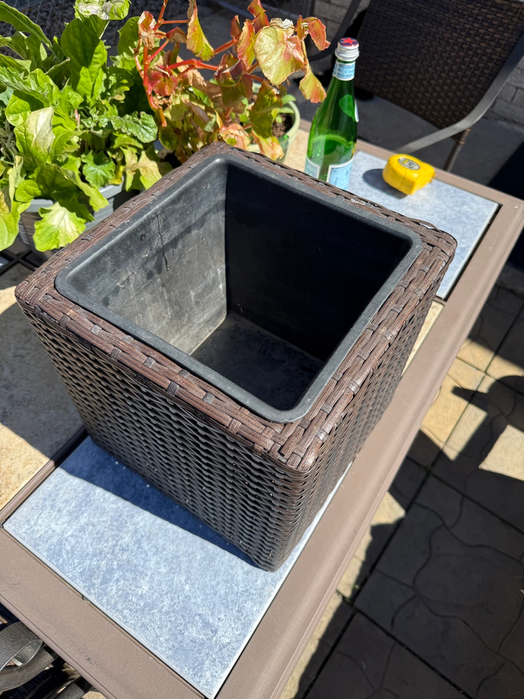 Brown Woven Square Planter 11” tall / wide