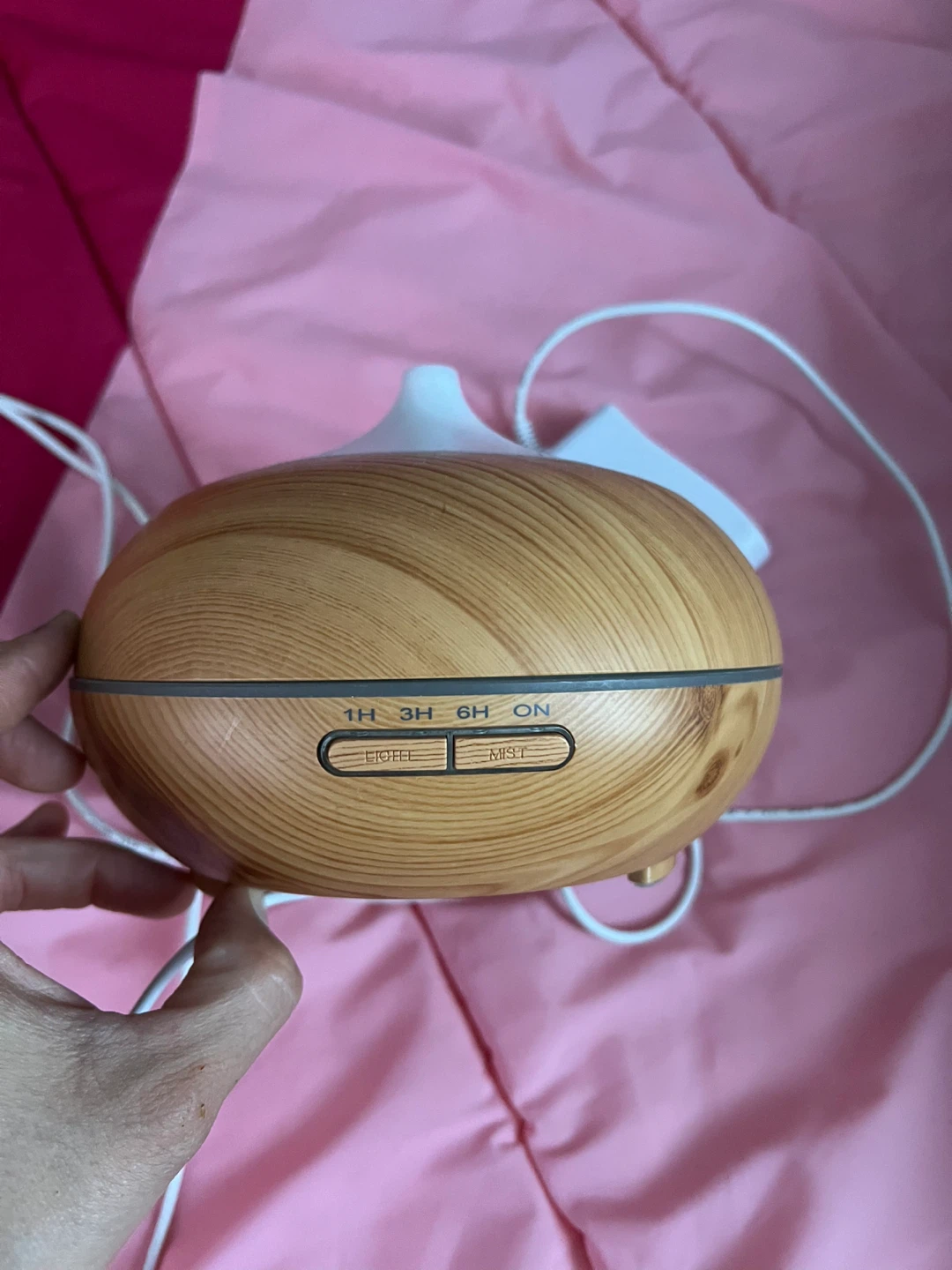 Wood Grain Aroma Diffuser with 7 Color Light