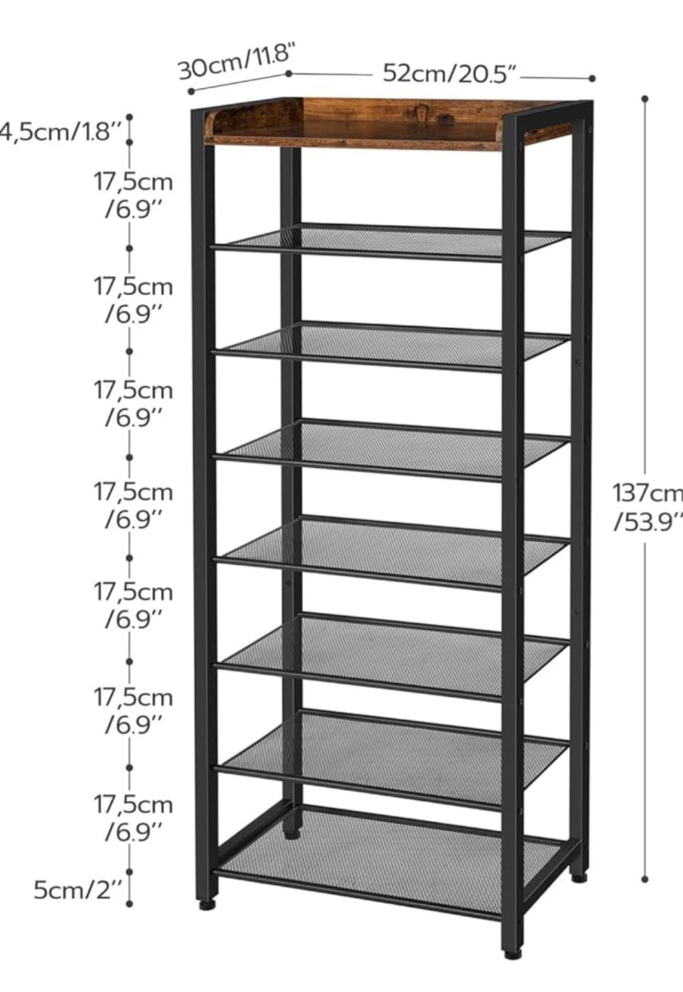 Study compact metal 8 tier shoe rack