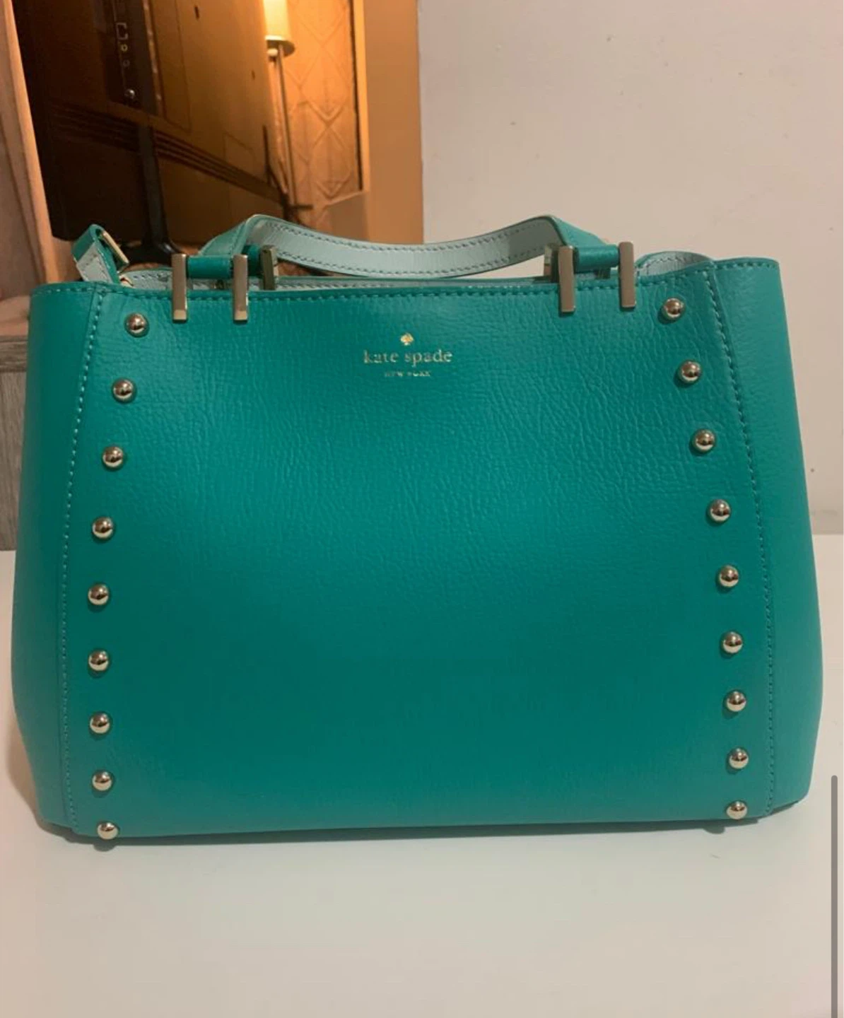 Kate Spade Teal Leather Studded Tote Bag