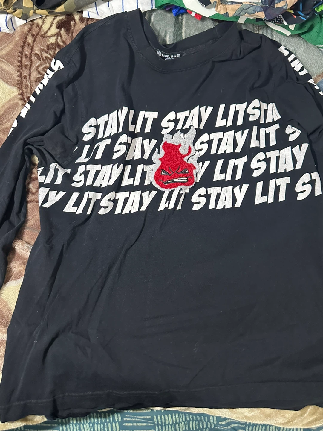 Rebel Minds "Stay Lit" Long Sleeve T-Shirt - Black - Large - photo 3