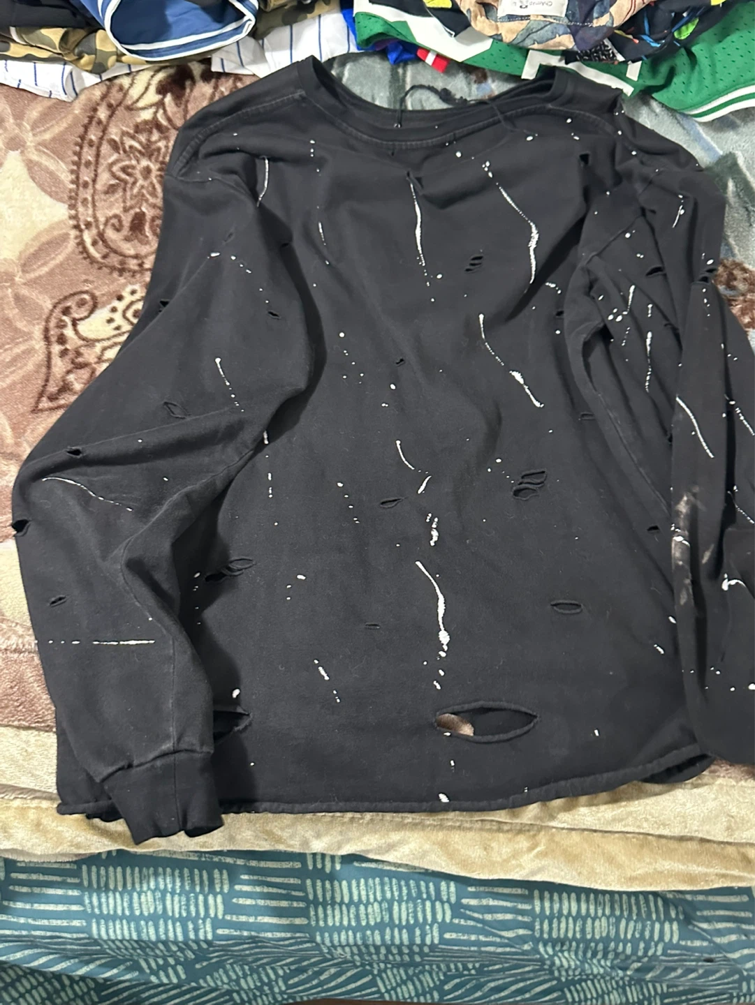REASON NYC Black Distressed Graphic Long Sleeve Shirt - photo 2