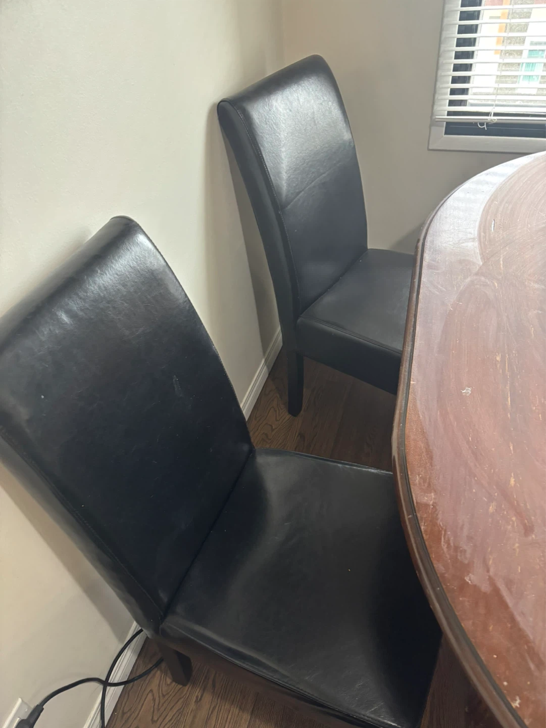 Set of 6 Black Dining Chairs and table - photo 3
