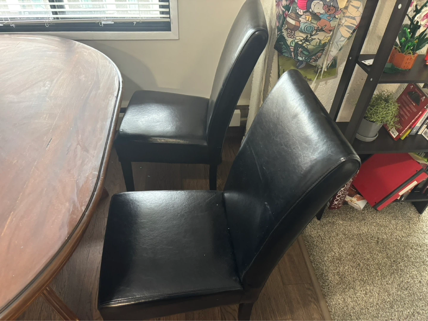 Set of 6 Black Dining Chairs and table - photo 2
