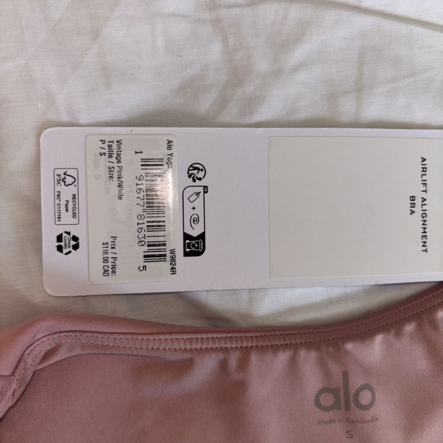 Alo Airlift Alignment Bra - Pink, Size S - photo 3