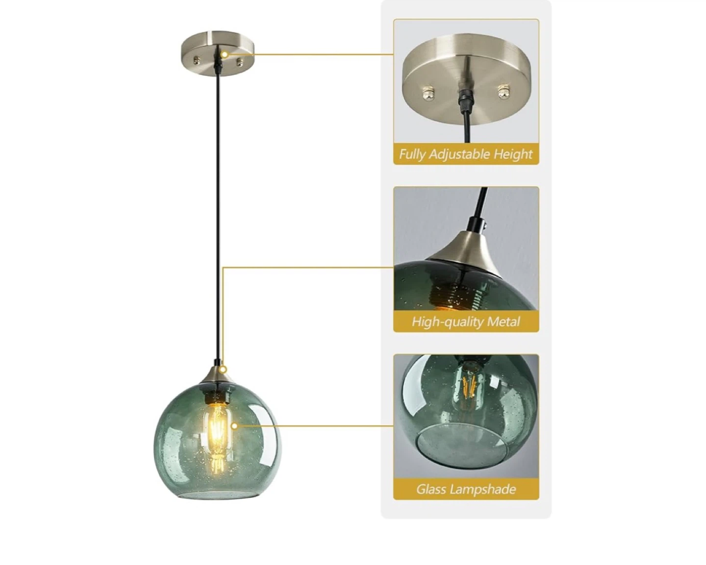 Green Glass Pendant Lights Globe  Modern Pendant Lighting - photo 4