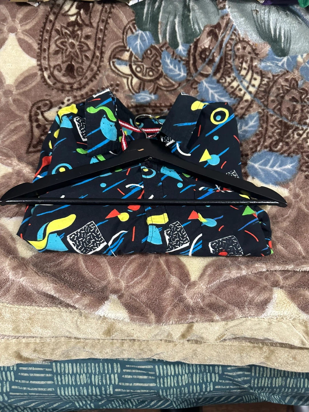 Black Hawaiian Shirt with Geometric Print - photo 4