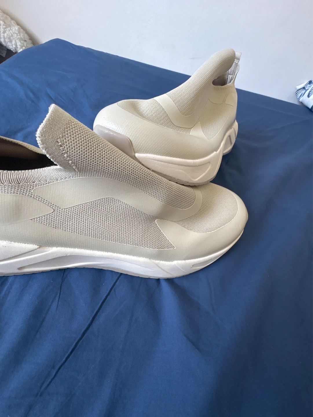 ZARA Beige Slip-On Sock Sneakers Size 43