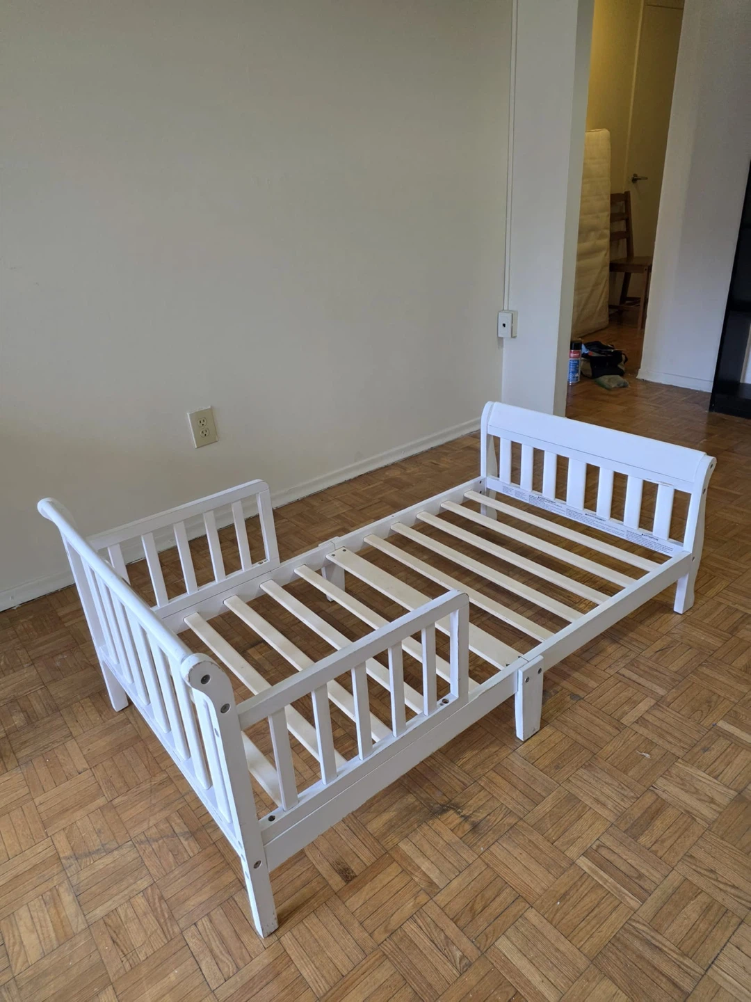 White Toddler Bed with Rails - With Mattress - photo 4