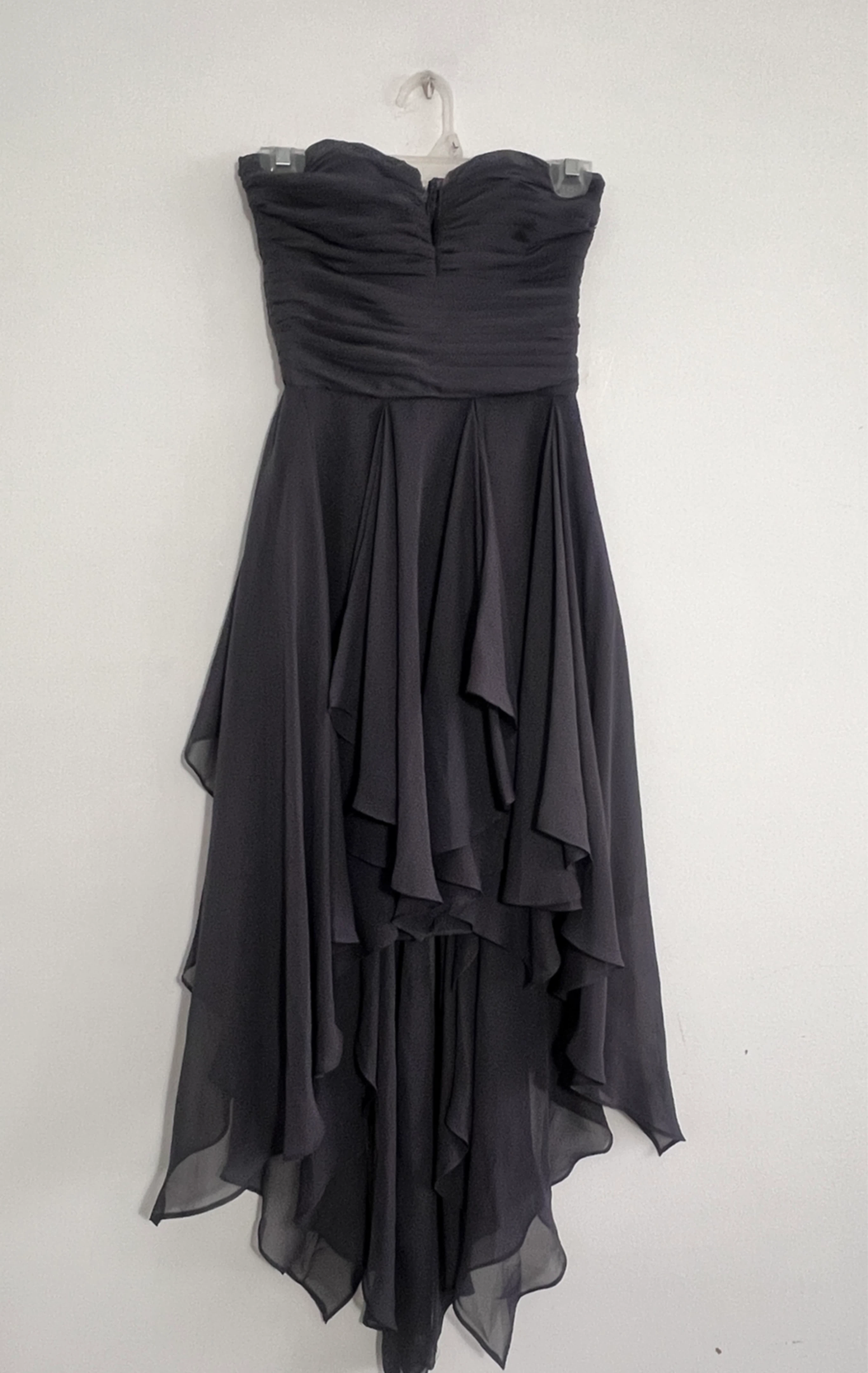 Black Strapless High-Low Chiffon Dress
