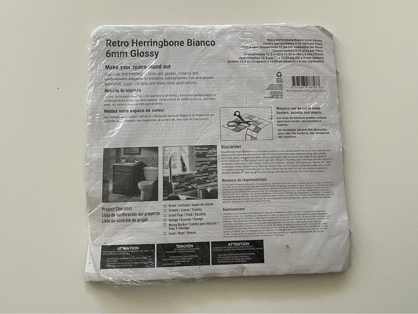 Brand New MSI Retro Herringbone Bianco Glossy White Mosaic Tiles - photo 4