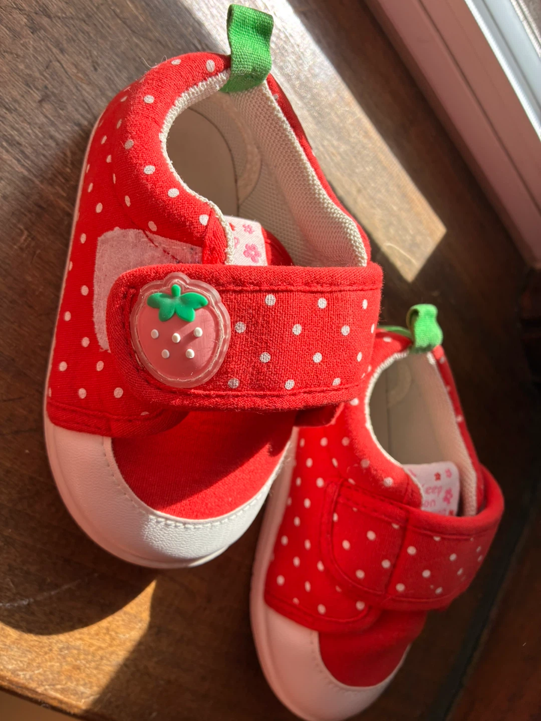 $8 Toddler summer shoe child 2-3 years Velcro red pink girl - photo 2