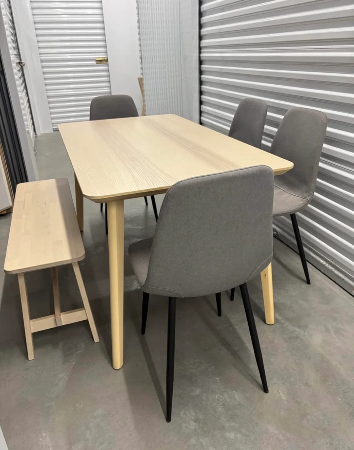 Can deliver—Ikea Lisabo table, Norraker bench and 4 grey chairs. - photo 2