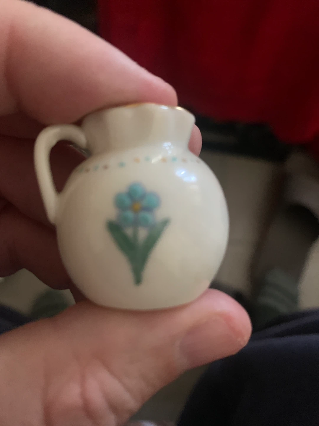 Miniature W.H. Goss Pitcher with Blue Flower