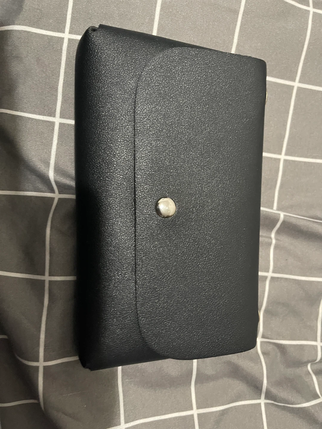 Black Faux Leather Clutch Wallet with Belt