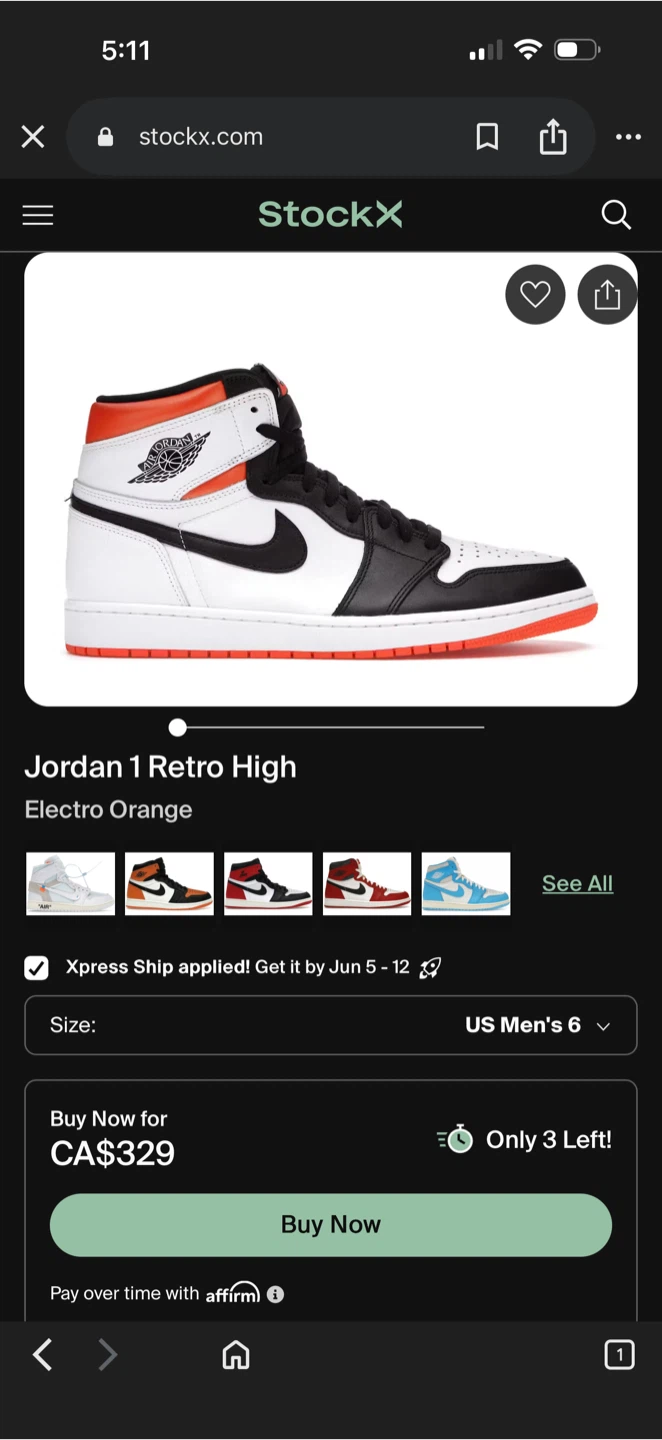 NEW Nike Air Jordan 1 Retro High OG GS Electro Orange - photo 2
