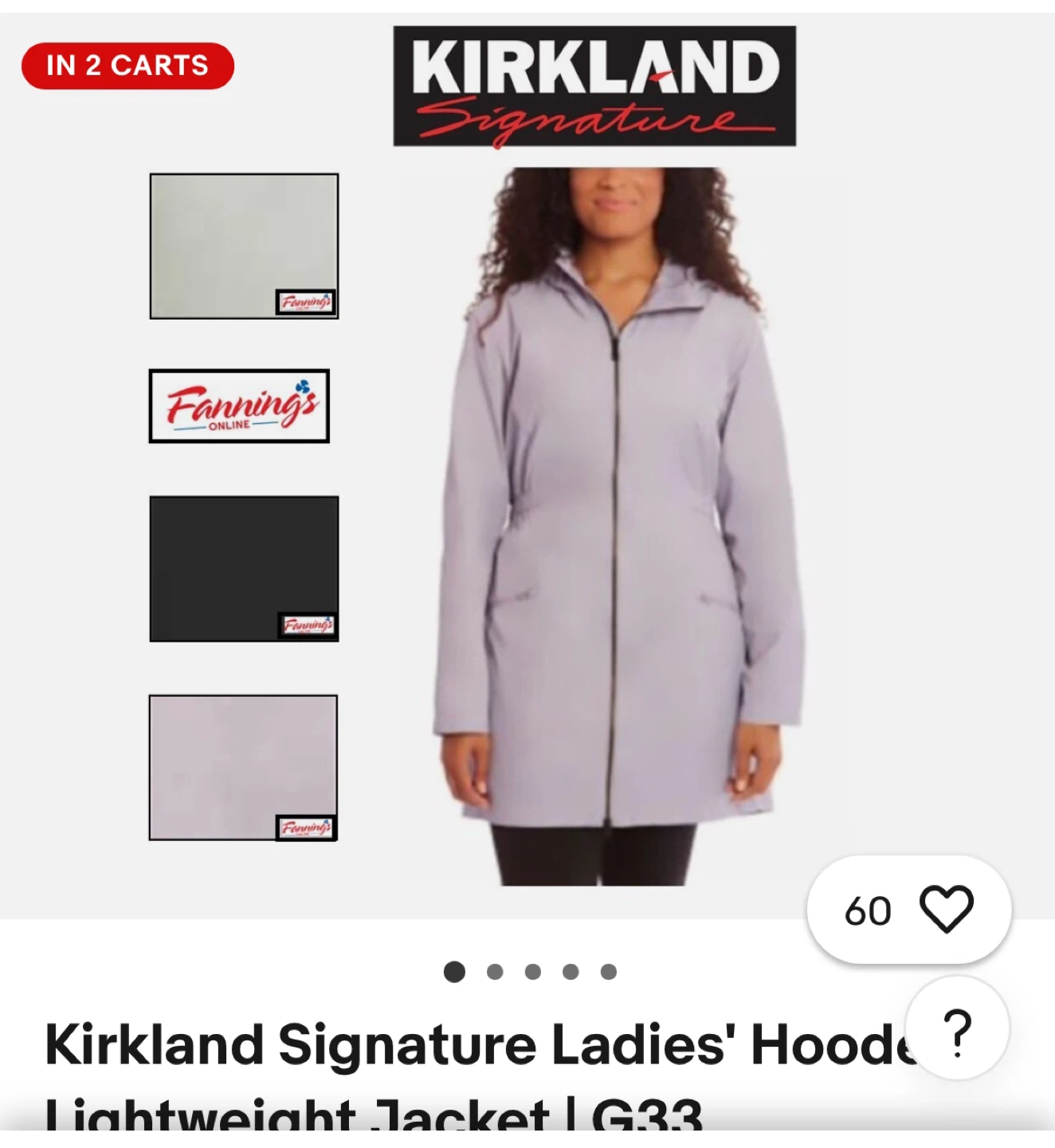 Kirkland Signature Ladies' Hooded Lightweight Jacket - Lilac