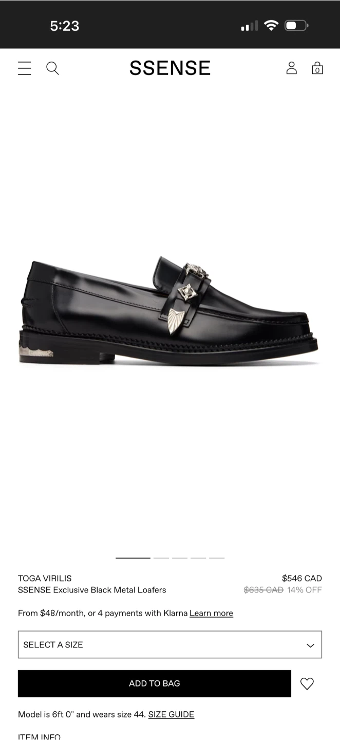NEW Toga Virilis Black Metal Loafers Size 36