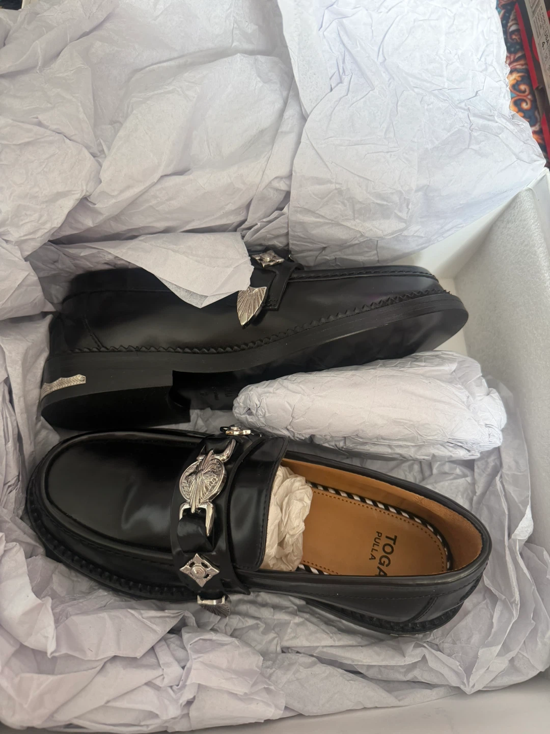 NEW Toga Virilis Black Metal Loafers Size 36 - photo 2