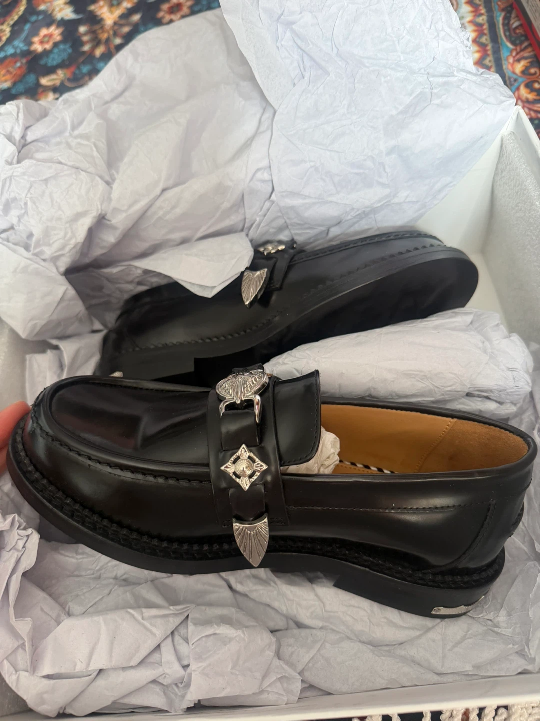 NEW Toga Virilis Black Metal Loafers Size 36 - photo 3