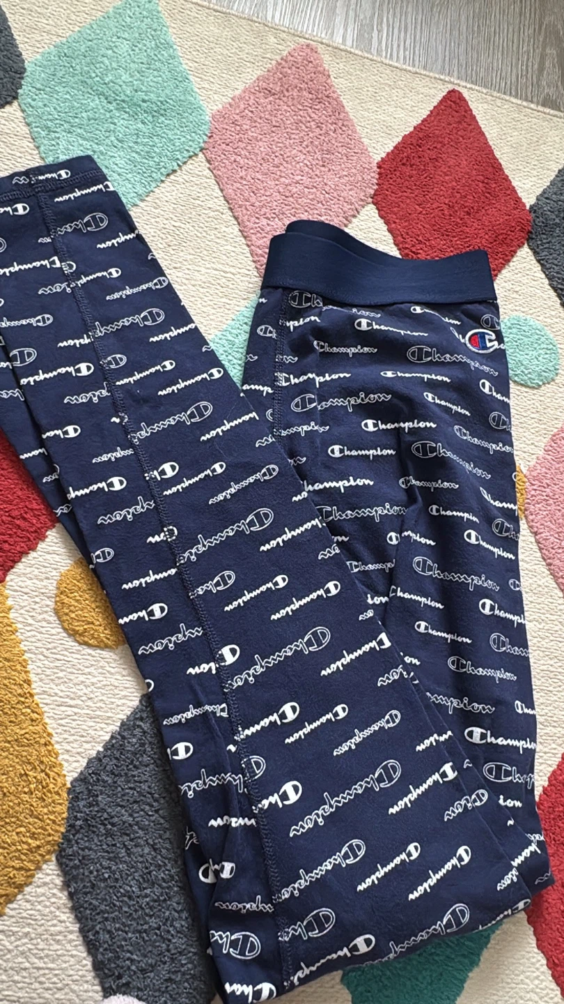 Champion Navy All-Over Logo Leggings - Size M