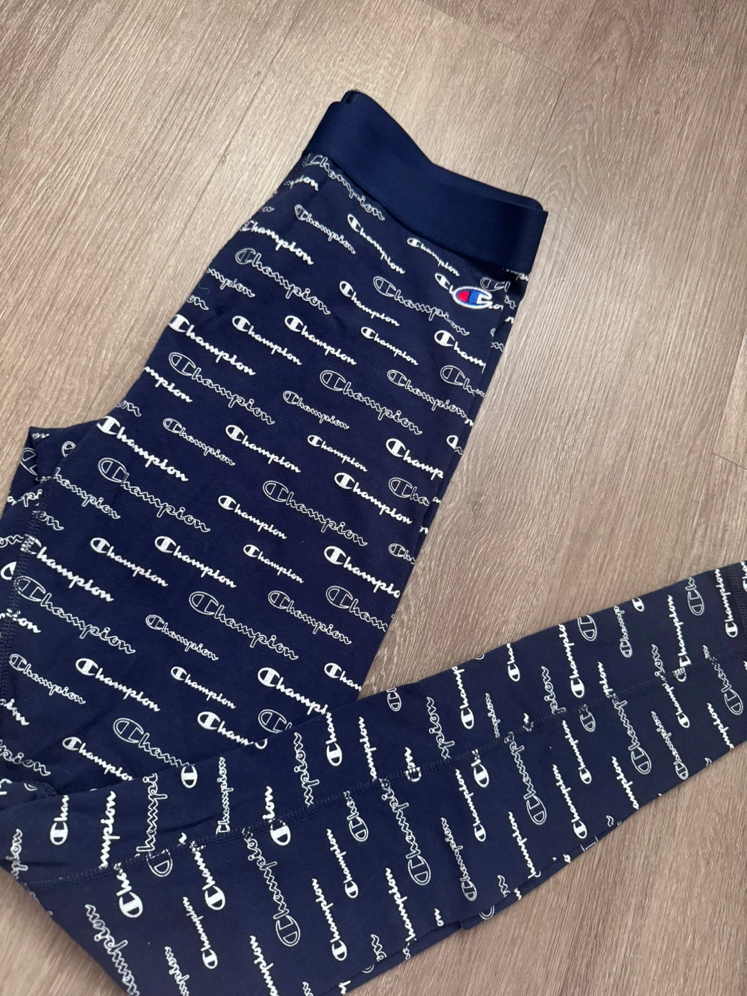 Champion Navy All-Over Logo Leggings - Size M - photo 3