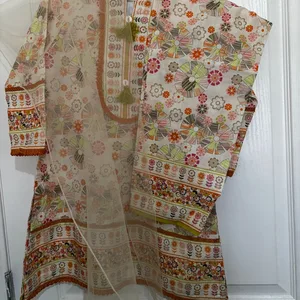 Bakar Fashion embroidered kurta with shalwar and dupatta