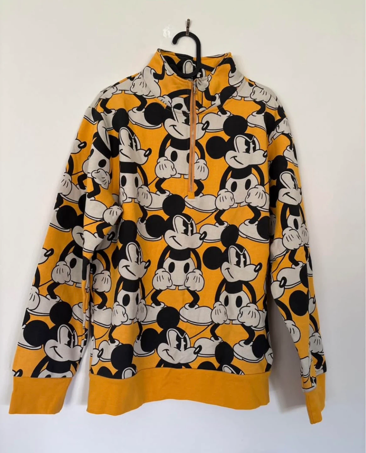 Yellow Mickey Mouse All-Over Print Quarter-Zip Sweatshirt