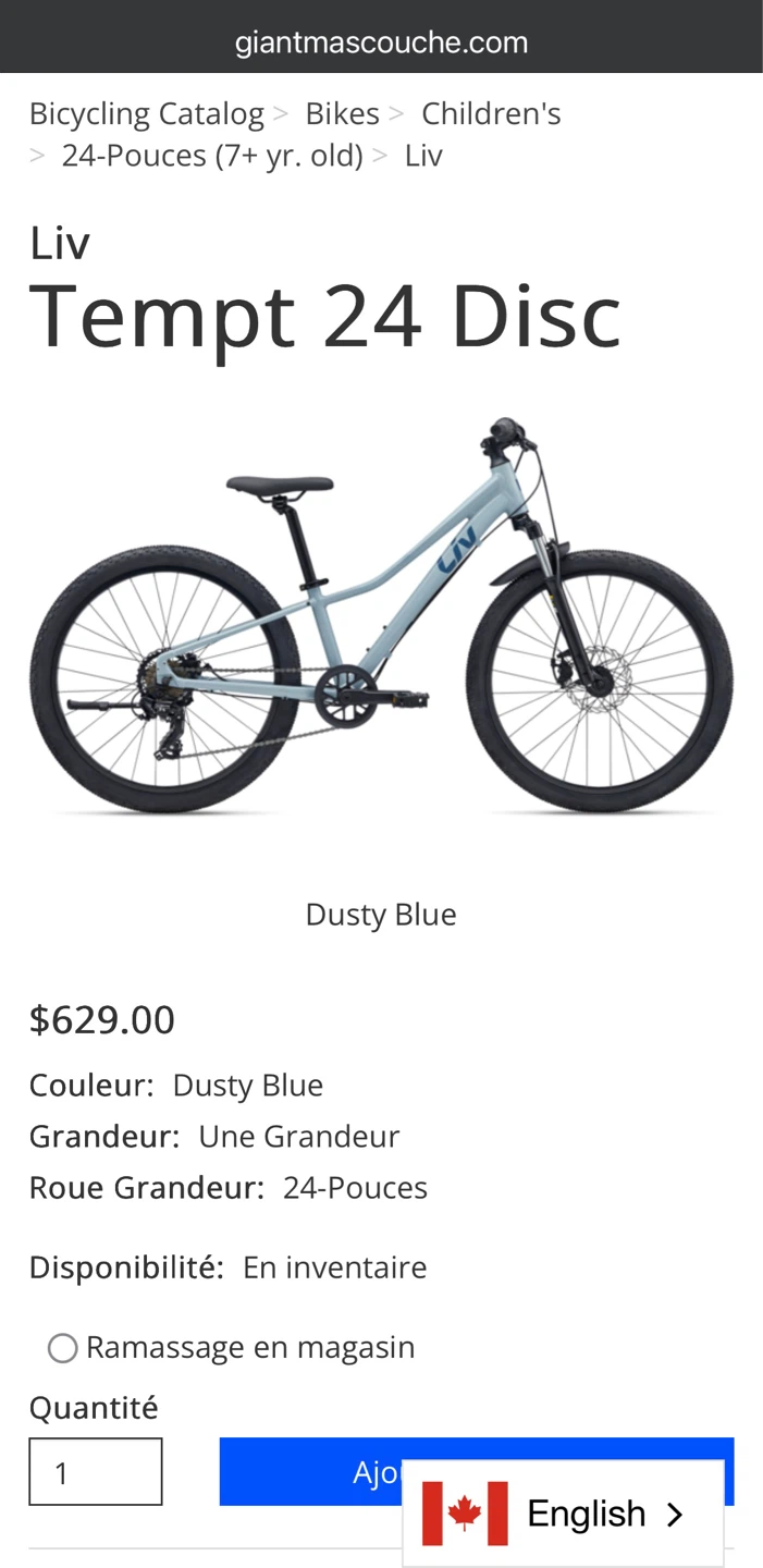 Liv Tempt 24 Disc Bicycle - Dusty Blue