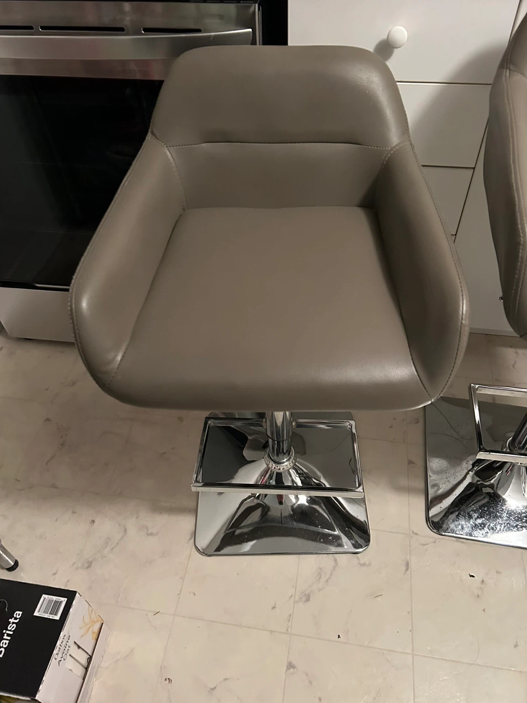 Set of 4 Bar Stools - Grey Faux Leather