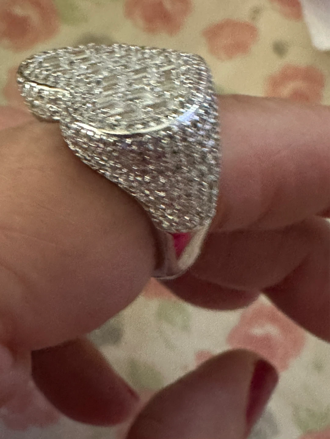 Heart Shaped Ring with Pave Crystals