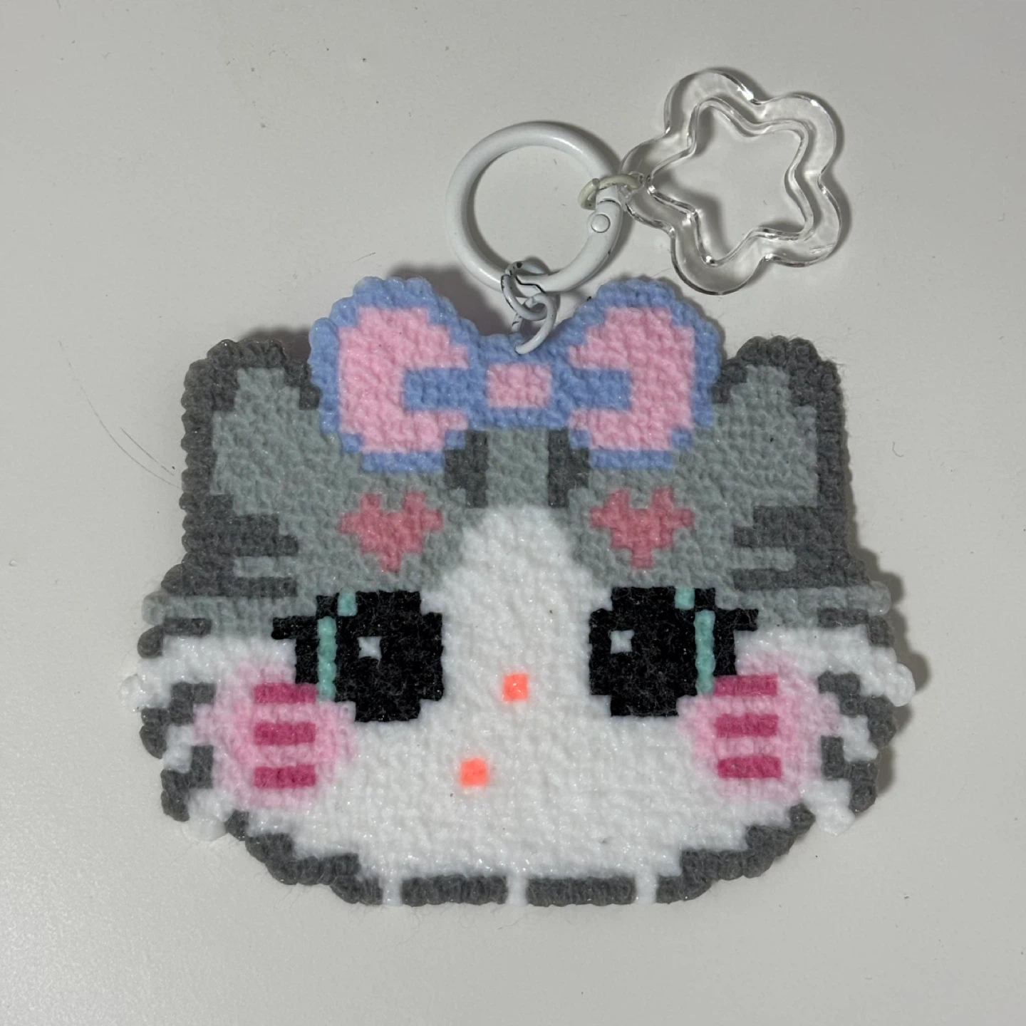 Kawaii Cat Keychain with Bow