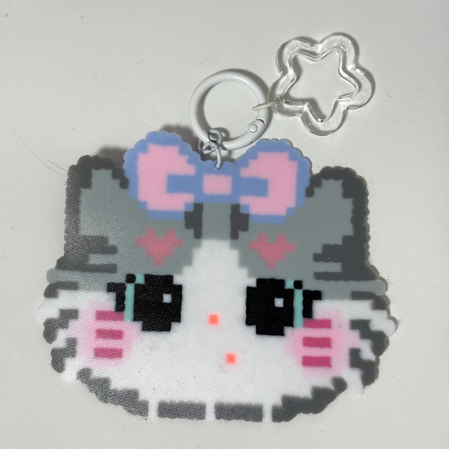 Kawaii Cat Keychain with Bow - photo 2