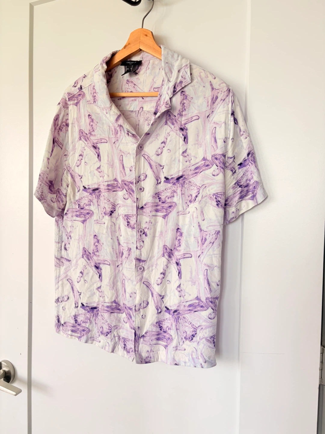 Forever 21 Button-Up Shirt - Purple Martini Print