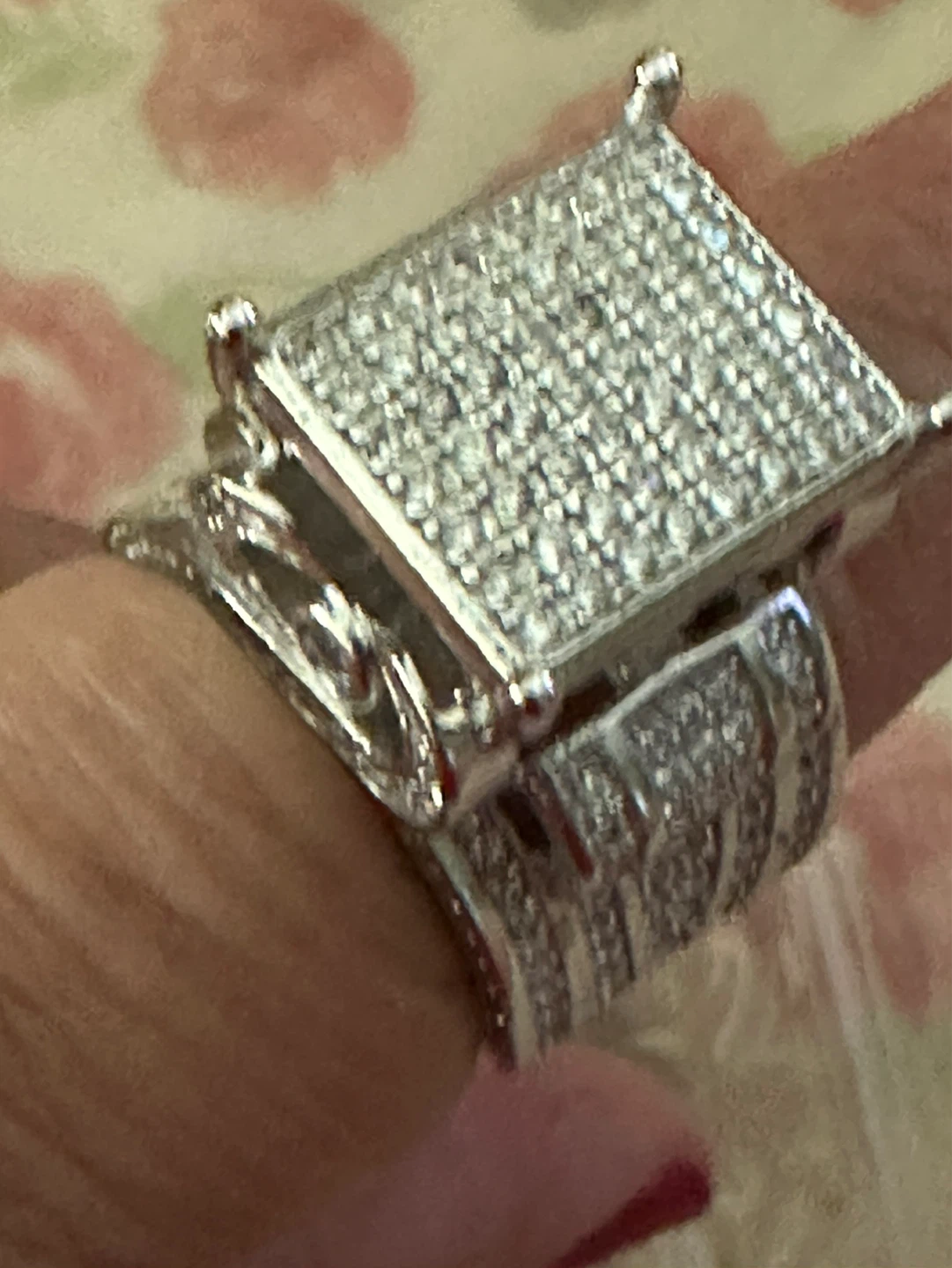 Sterling Silver "S925" Ring with Pave Set Stones