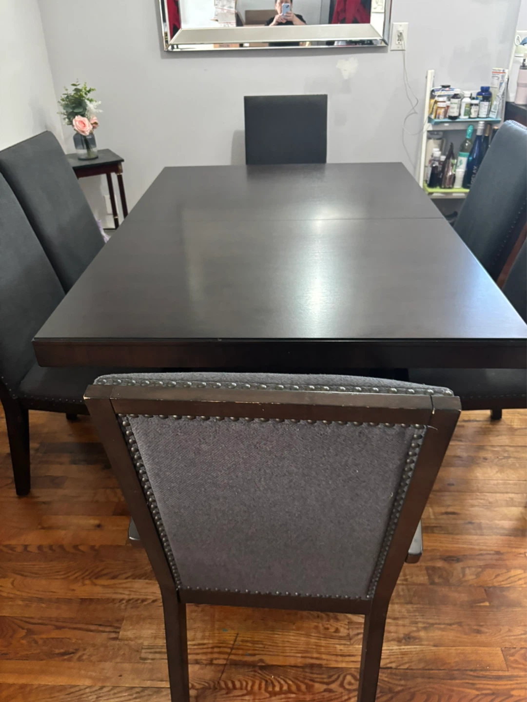 Dark Wood Dining Table with 6 Chairs