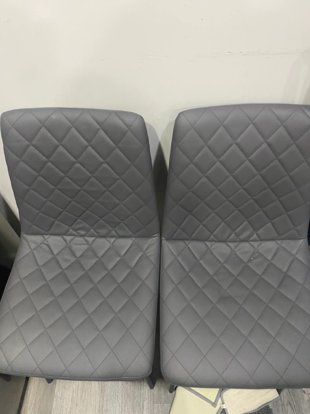 Set of 4 Grey Quilted Dining Chairs