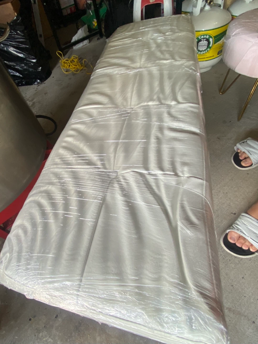 White Tufted Bench with Chrome Frame