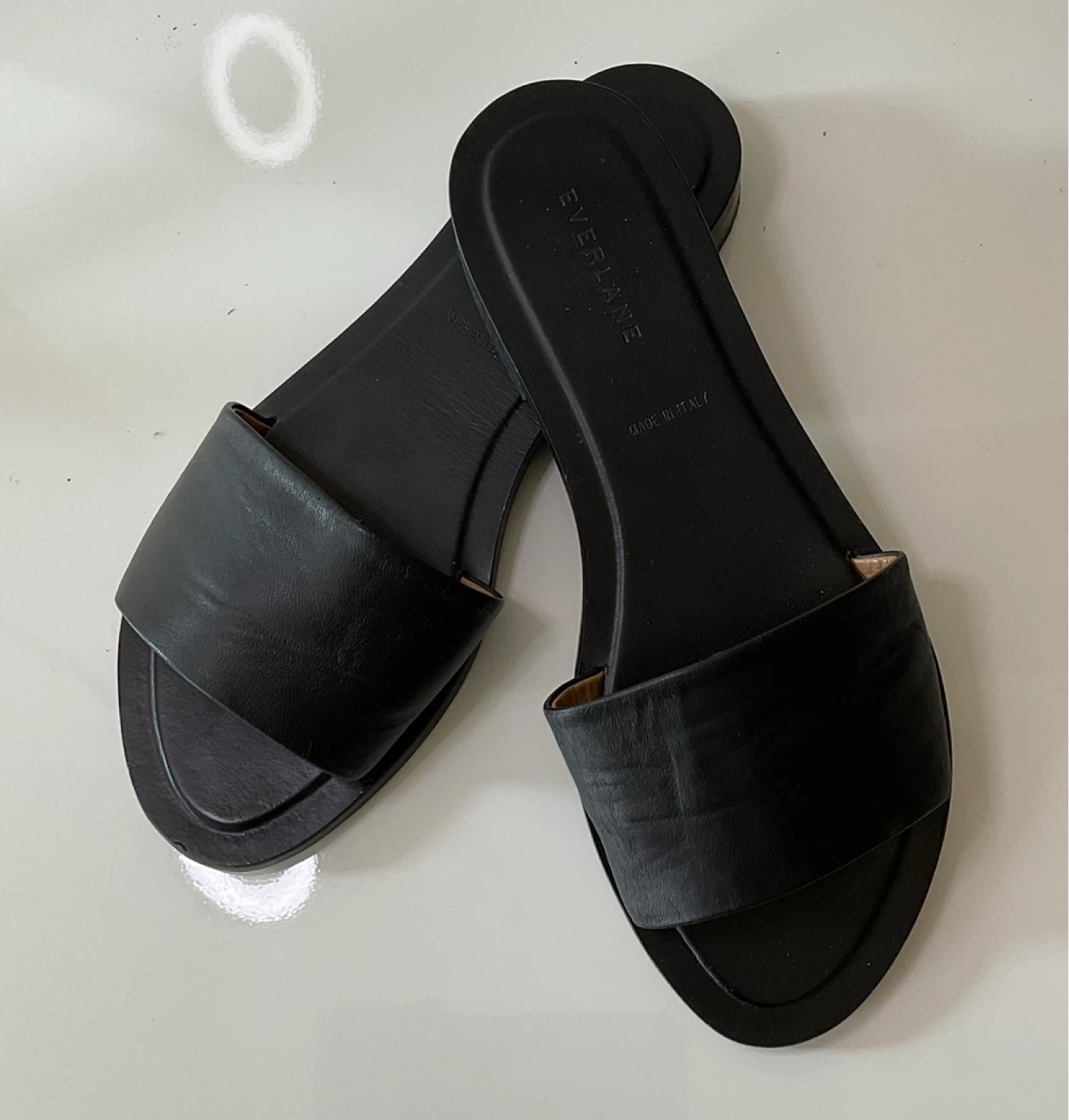 Everlane Black Leather Slide Sandals Size 8.5 - photo 2