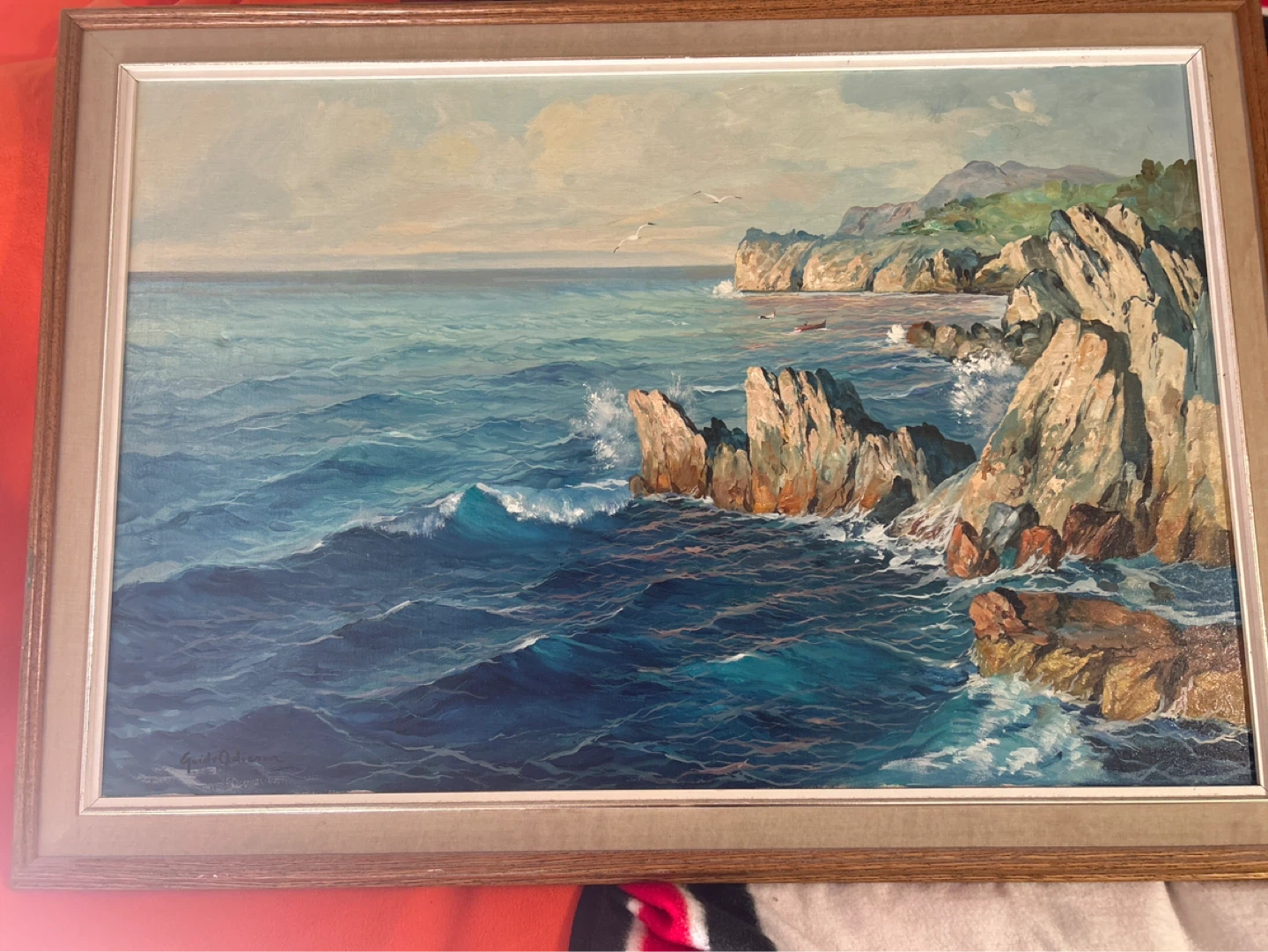 Vintage Oil Painting of Coastal Cliffs