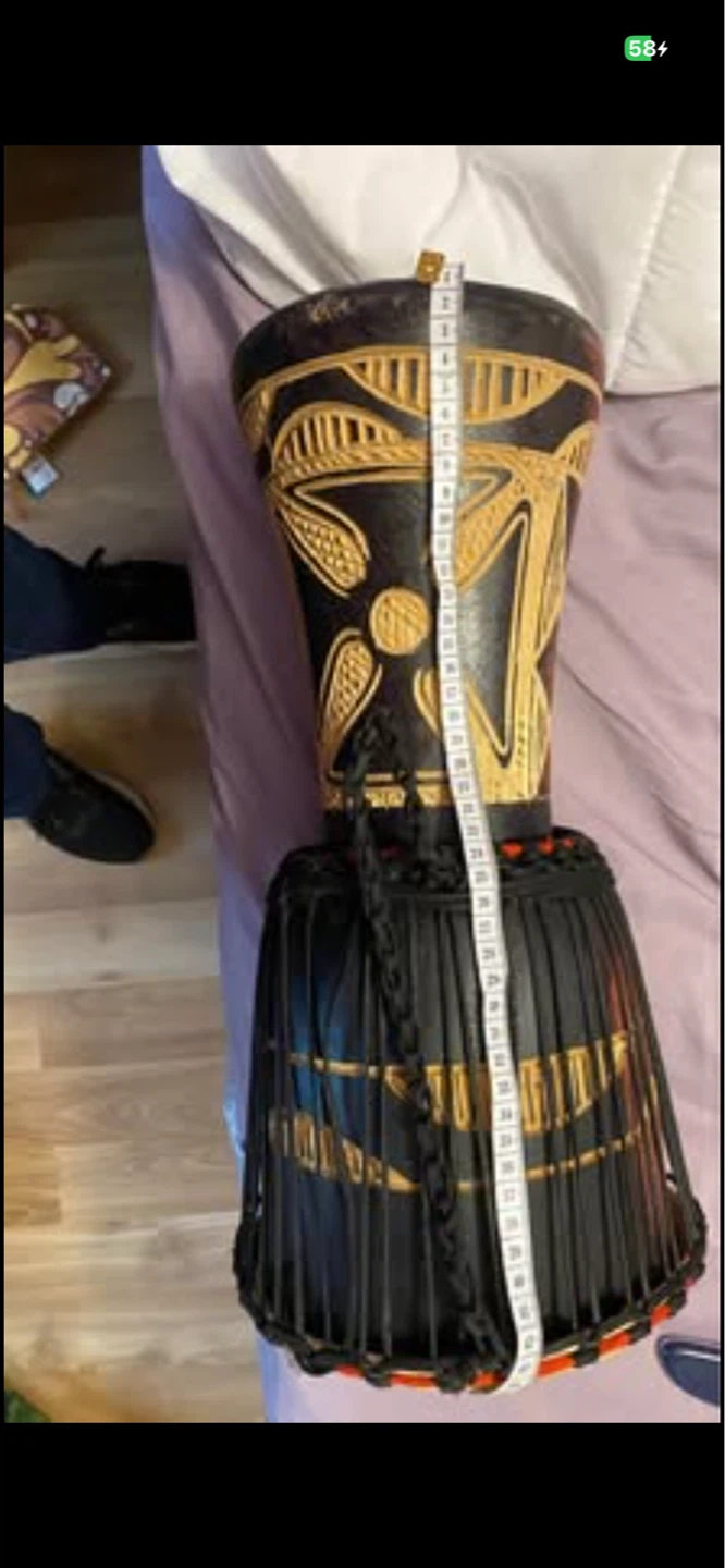 Hand-carved drum with intricate gold detailing - photo 3