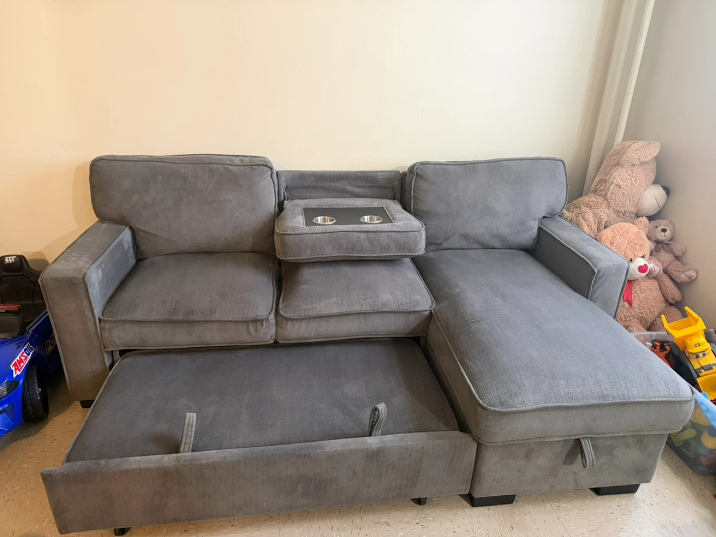 CANMOV Convertible Sleeper Sectional Sofa – Gray - photo 2