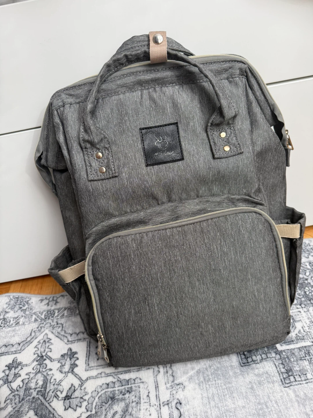 Grey Diaper Bag Backpack
