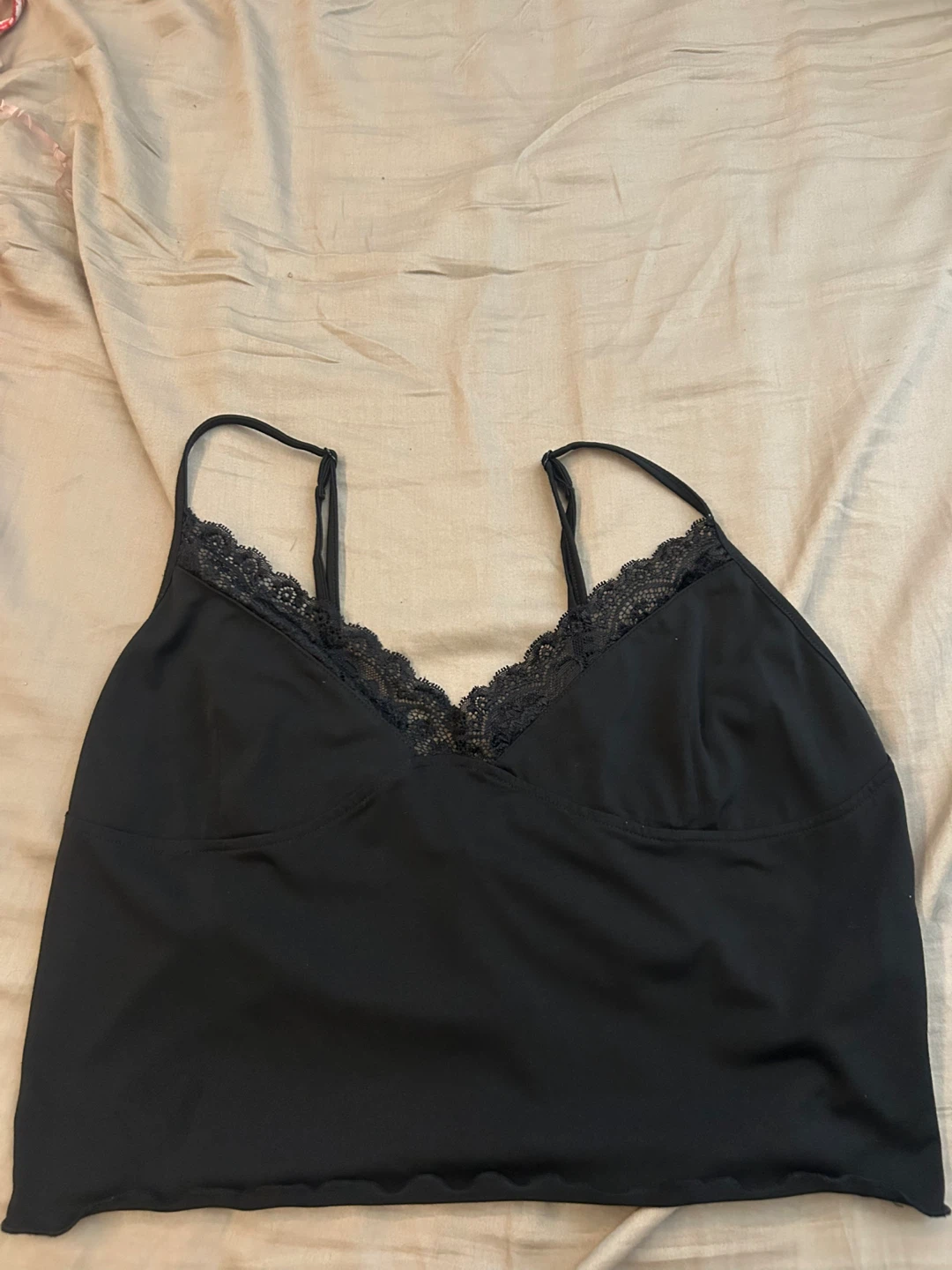 Black Lace Trim Cami Top