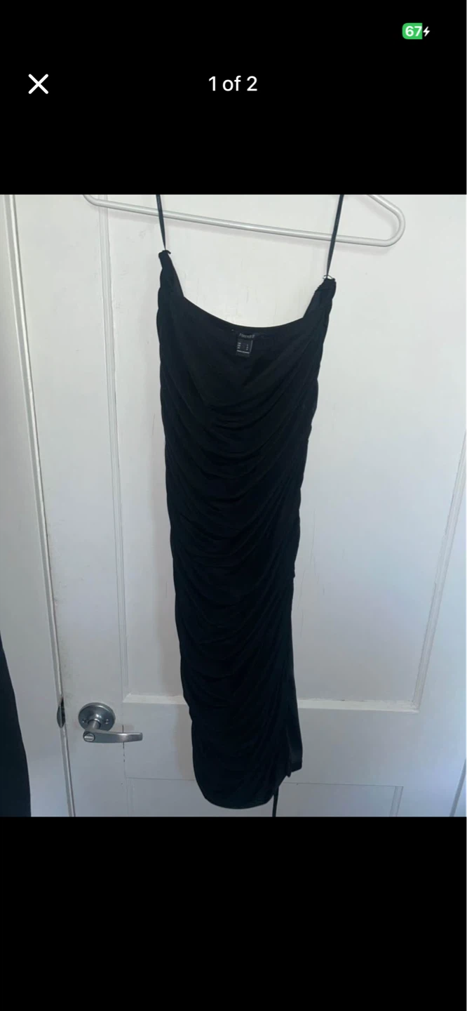 Black Ruched Midi Dress