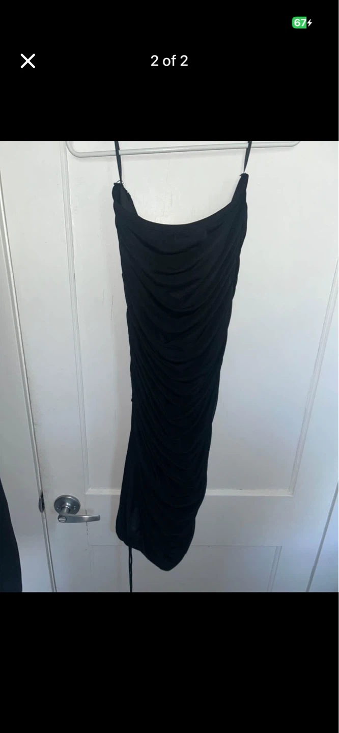 Black Ruched Midi Dress - photo 2