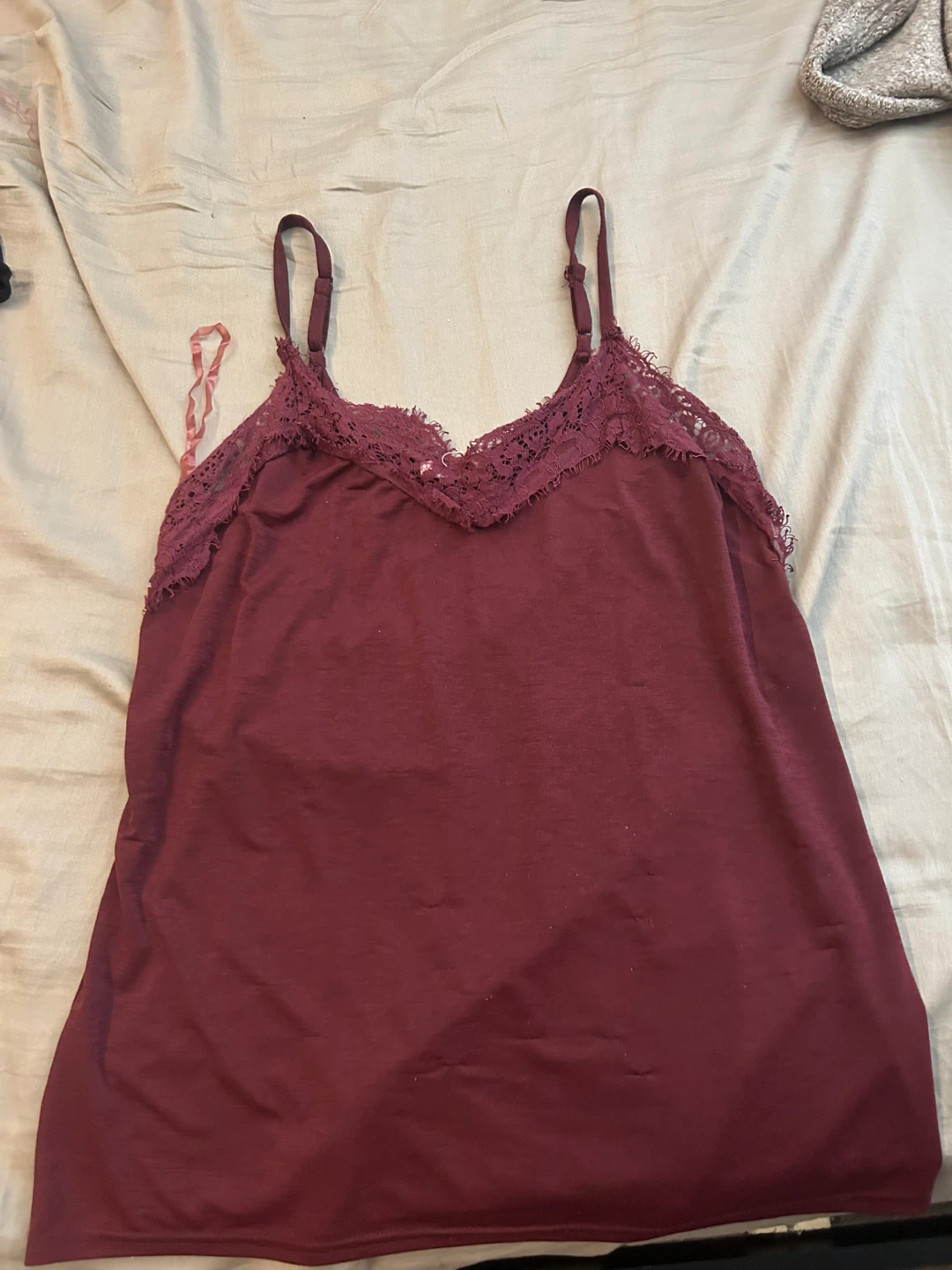 Maroon Lace Trim tank top